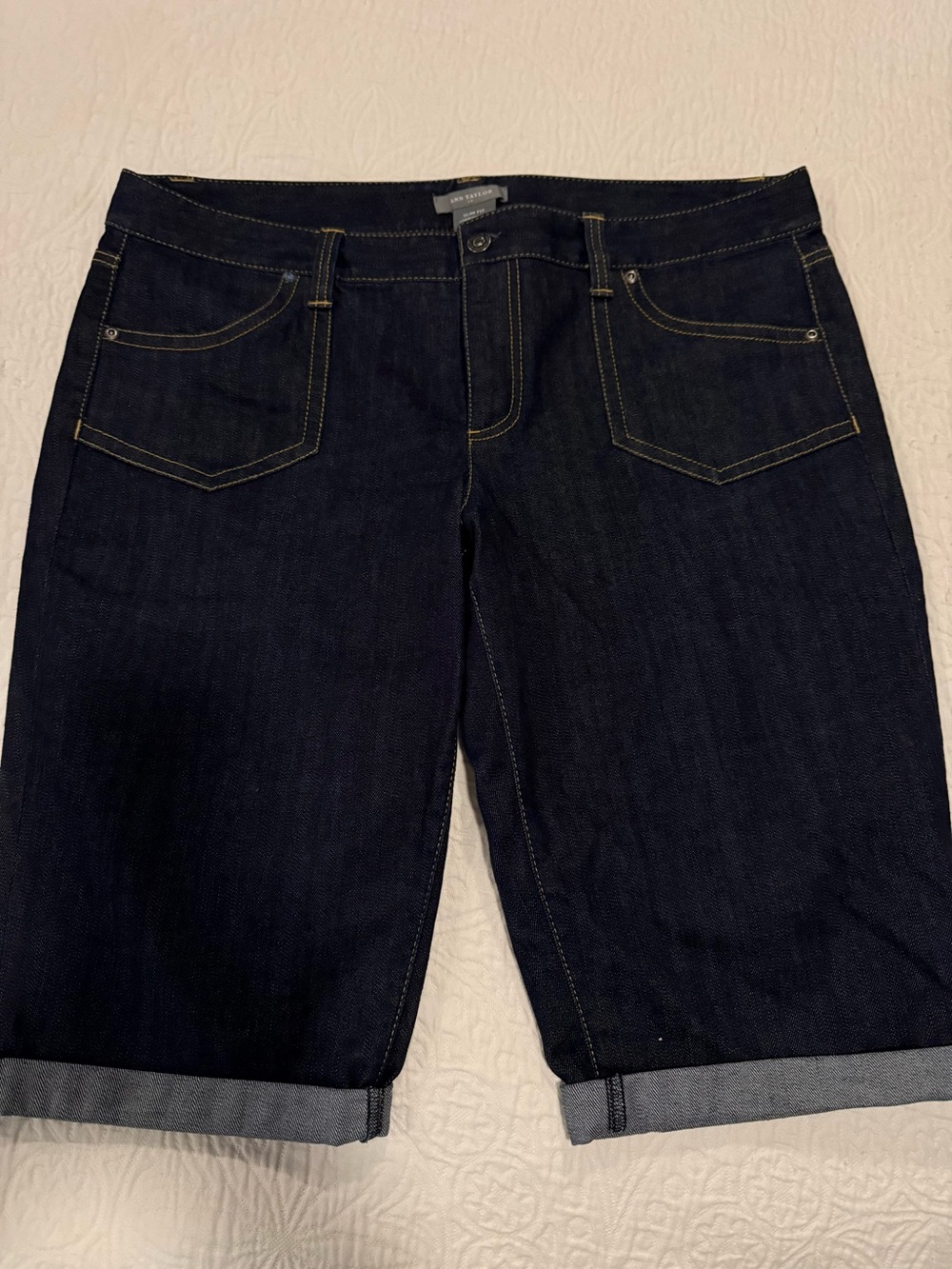 Ann Taylor dark wash denim bermuda shorts 16